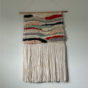 Handmade Woven Wall Hanging with Fringe